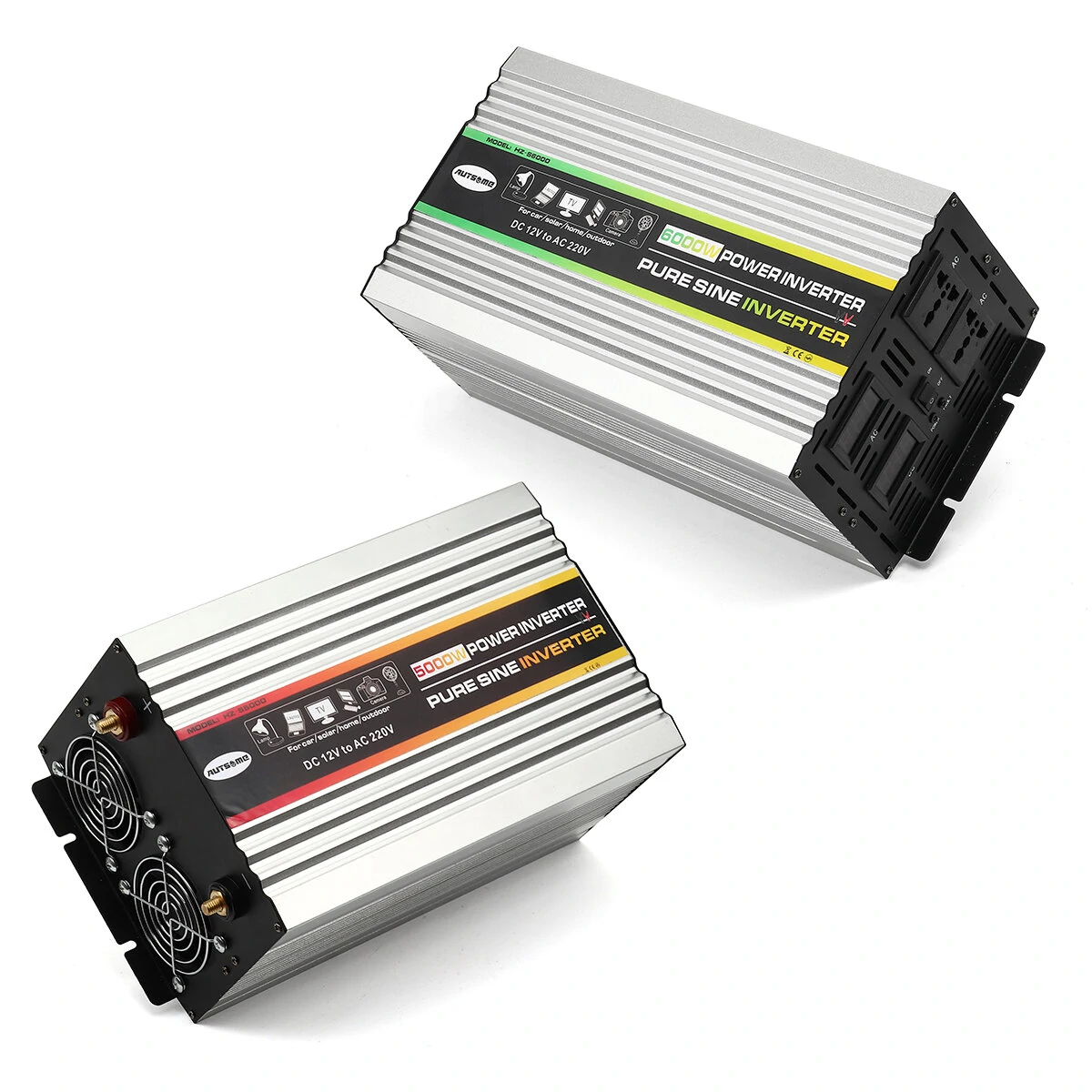 AUTSOME 12V to 220V Converter Pure Sine Wave Power Inverter Dual LCD Digital Display 2 Sockets Multiple Protection Functions (image for) AUTSOME 12V to 220V Converter Pure Sine Wave Power Inverter Dual LCD Digital Display 2 Sockets Multiple Protection Functions